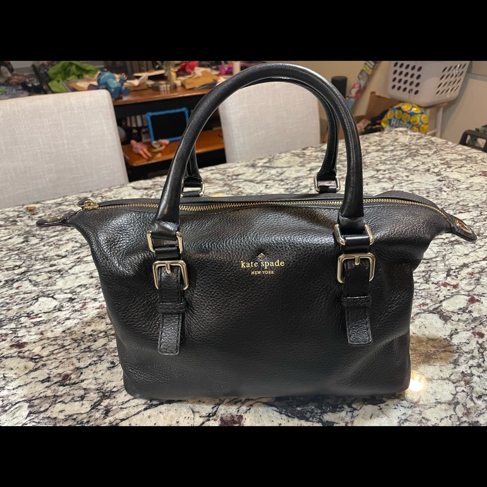 Pre-owned Kate Spade BlackCobble Hill Sami Soft Pebbled Leather Satchel Purse.